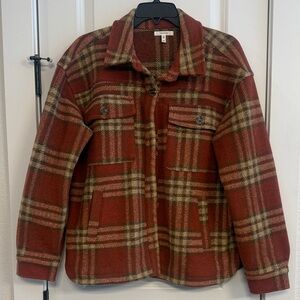 Maurices Burnt Orange and Tan Plaid Utility Jacket